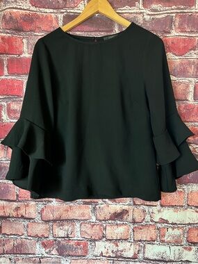 J. Crew Black Ruffle-Sleeve Blouse